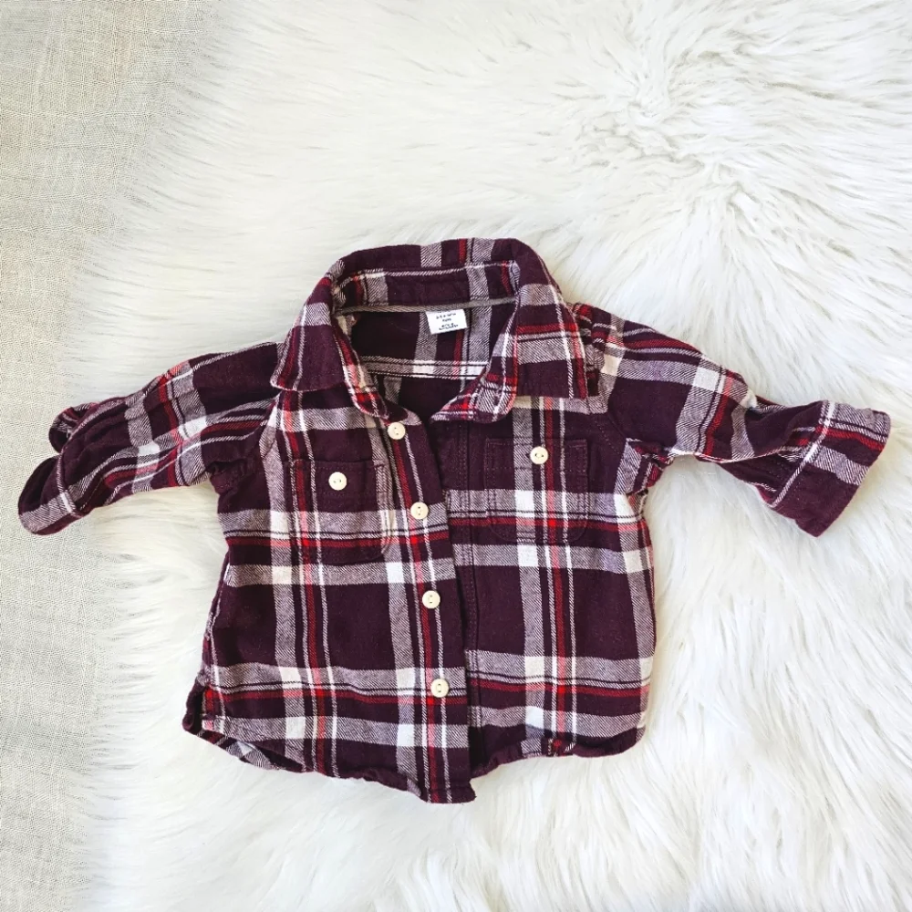 2 Piece Set Baby Gap Flannel Shirt Burgundy & Baby Gap Corduroy Lined Pants